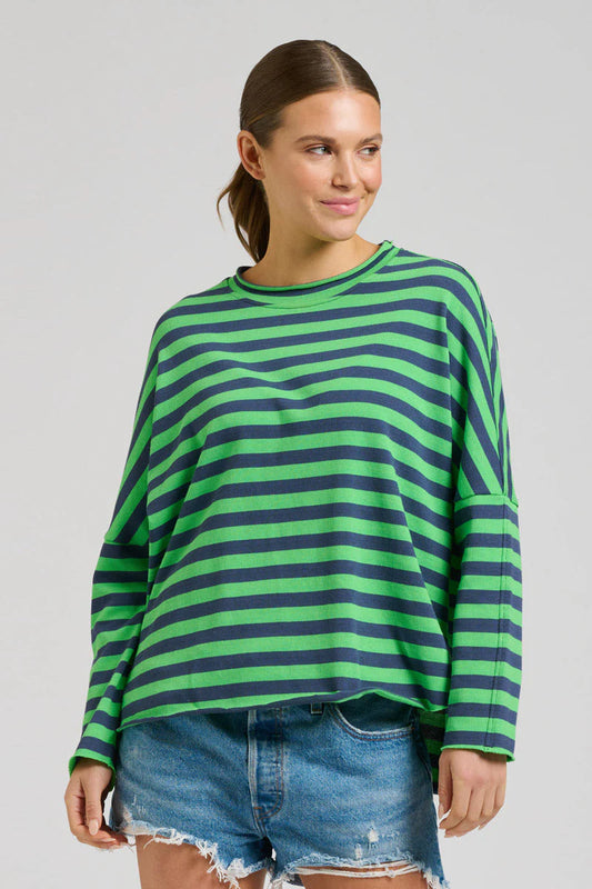 Raw Cotton Sweatshirt - Navy/Green