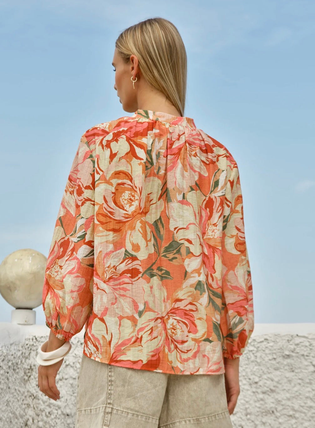 Shae Split Neck Blouse - Petal