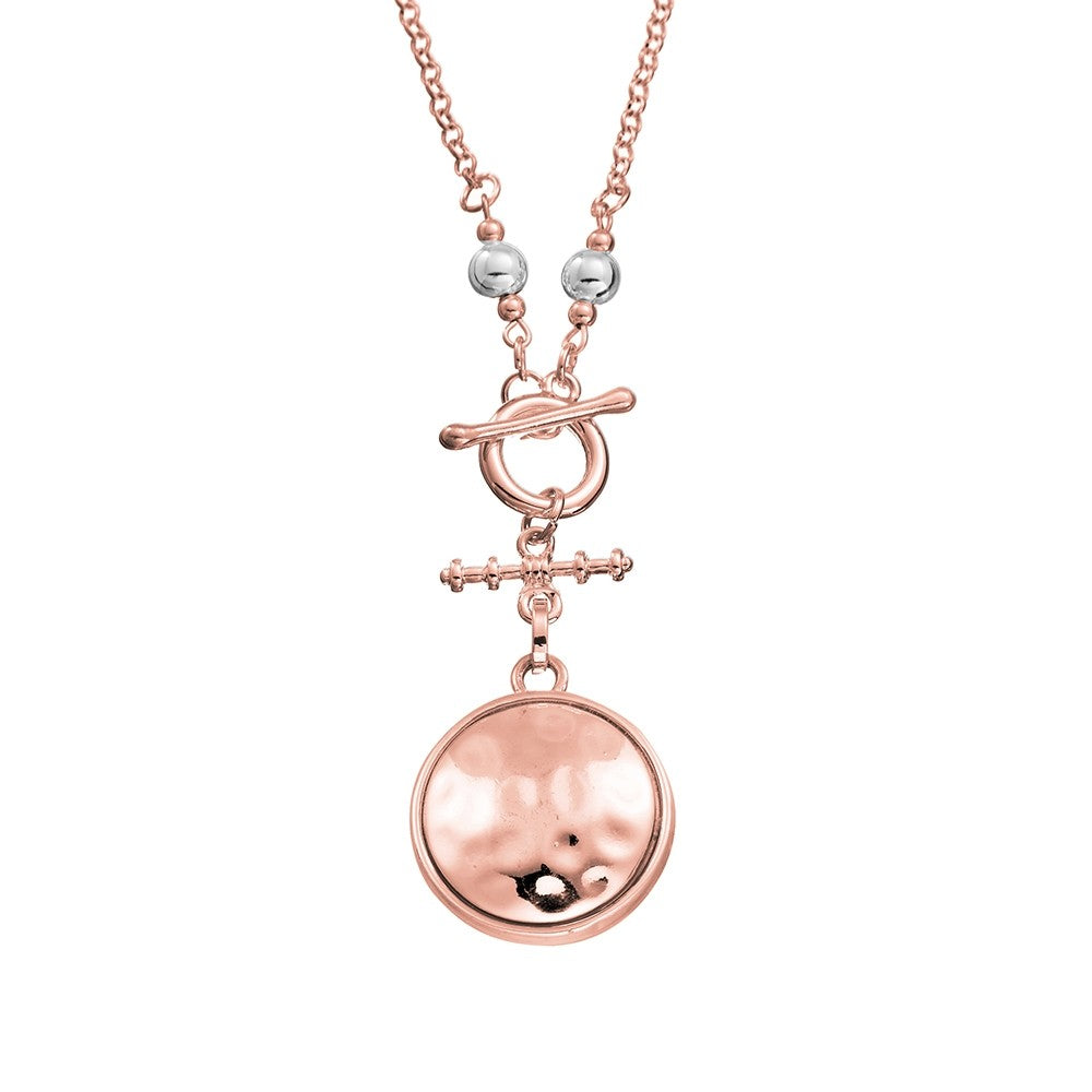 Allure Beaten Dome Necklace - Rose Gold
