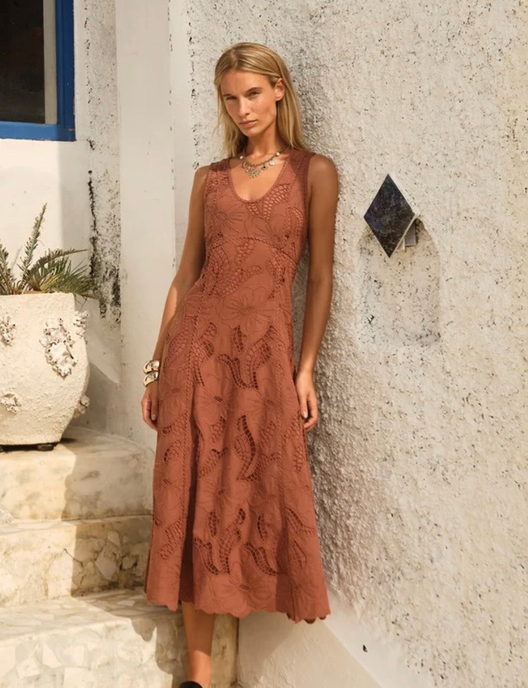 Alessia Lace Dress - Rust