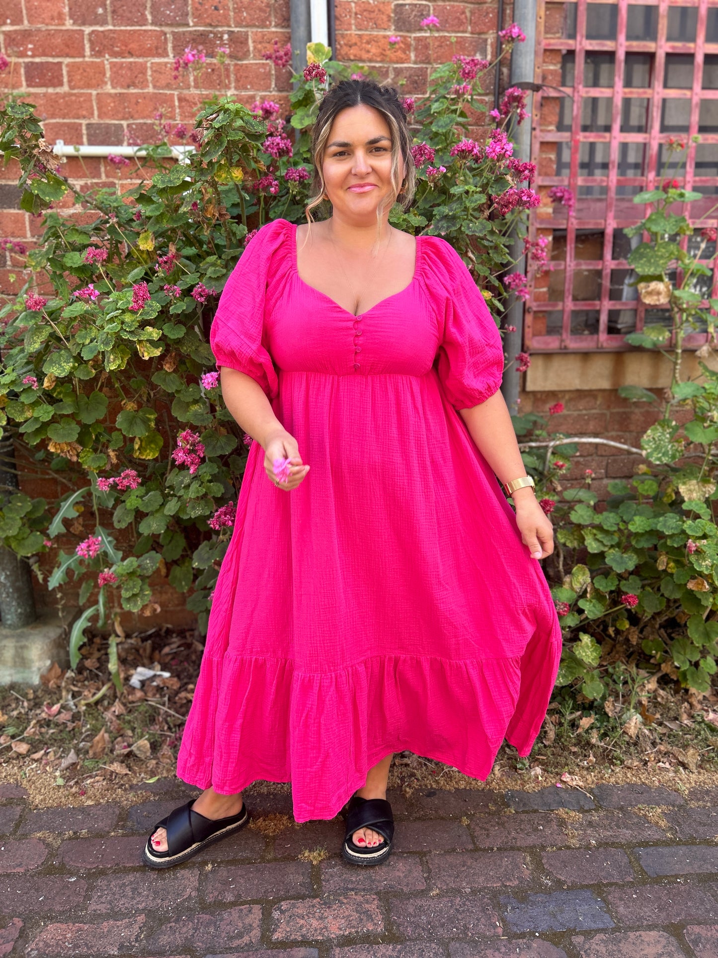 Austin Midi Dress - Flamingo