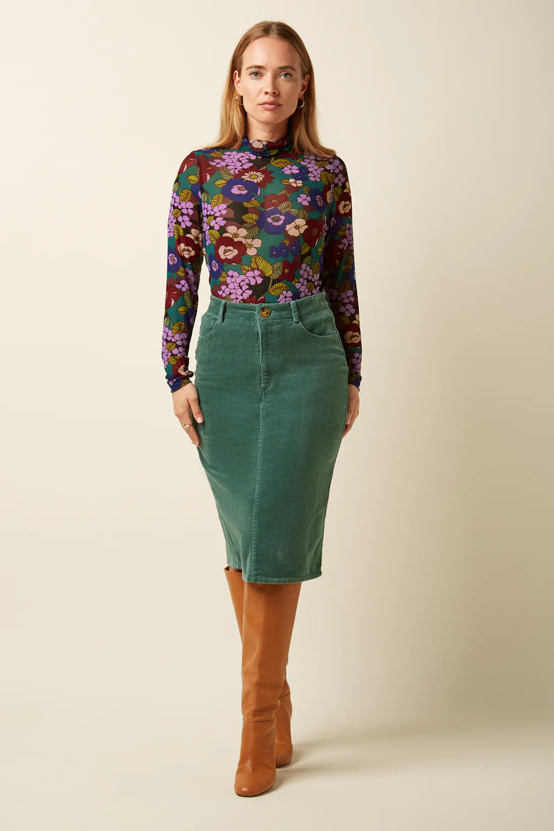 King Louie- Prisca Skirt - Matcha Green Cord