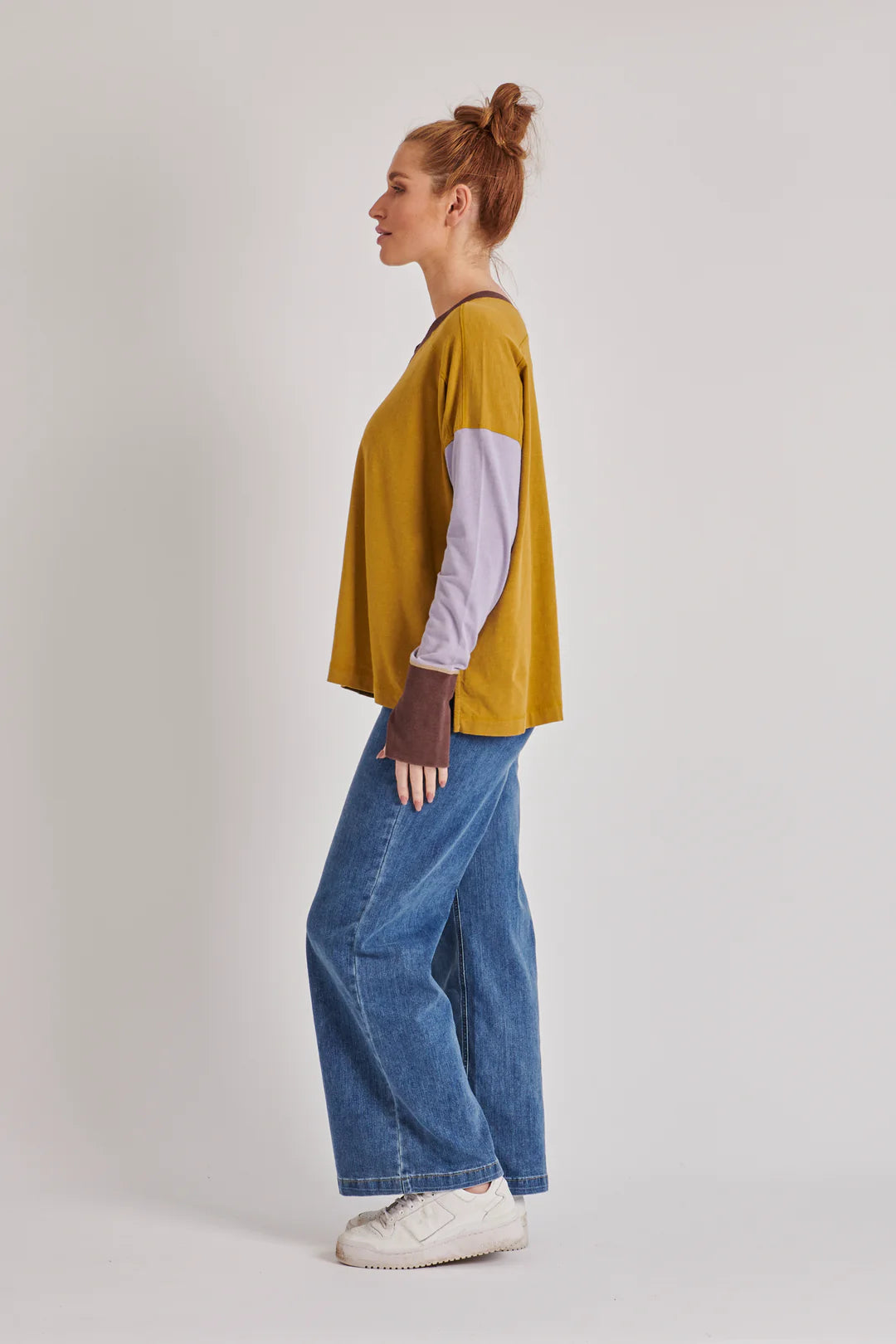 Step Hem Panel Detail Top - Grape & Olive