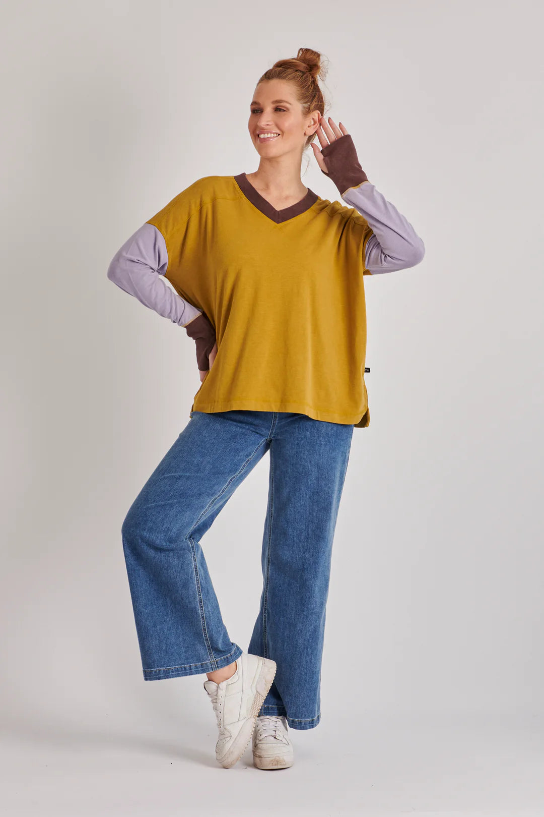 Step Hem Panel Detail Top - Grape & Olive