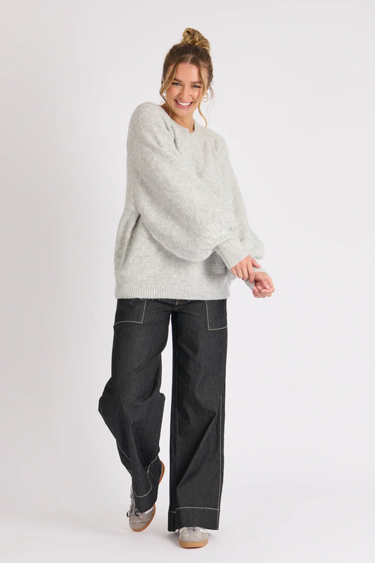 Bishop Sleeve Knit- Grey