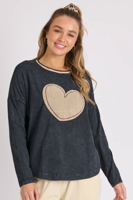 Heart Relaxed Tee - Black