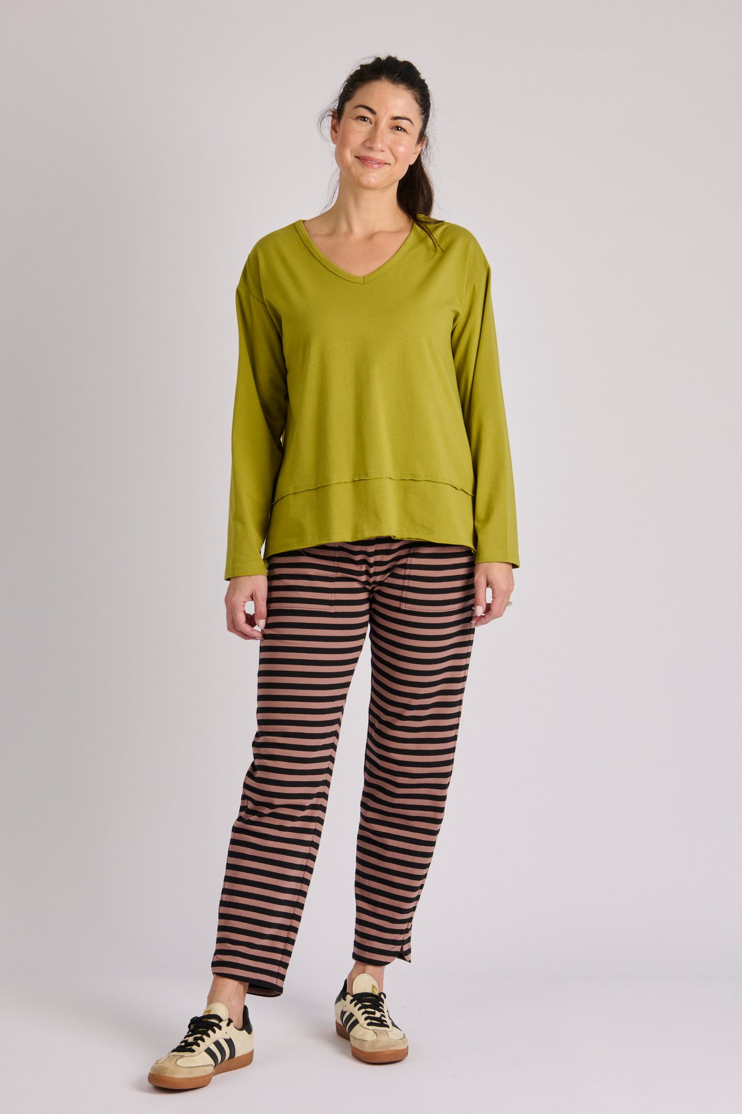 Step Hem Top- Moss Green