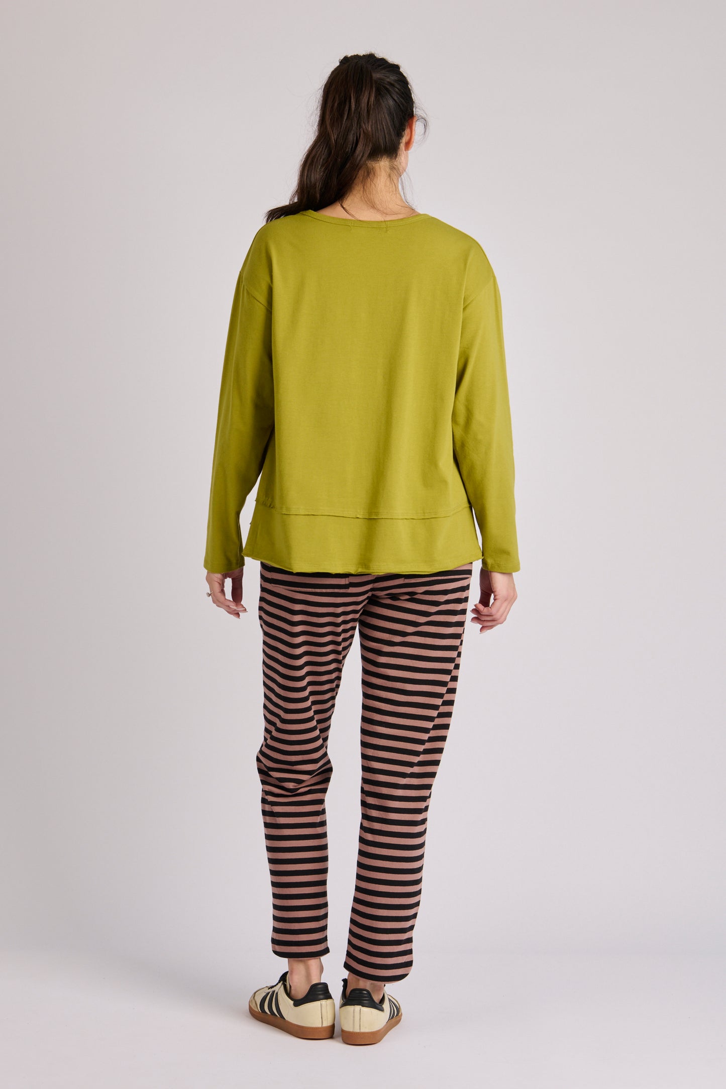 Step Hem Top- Moss Green
