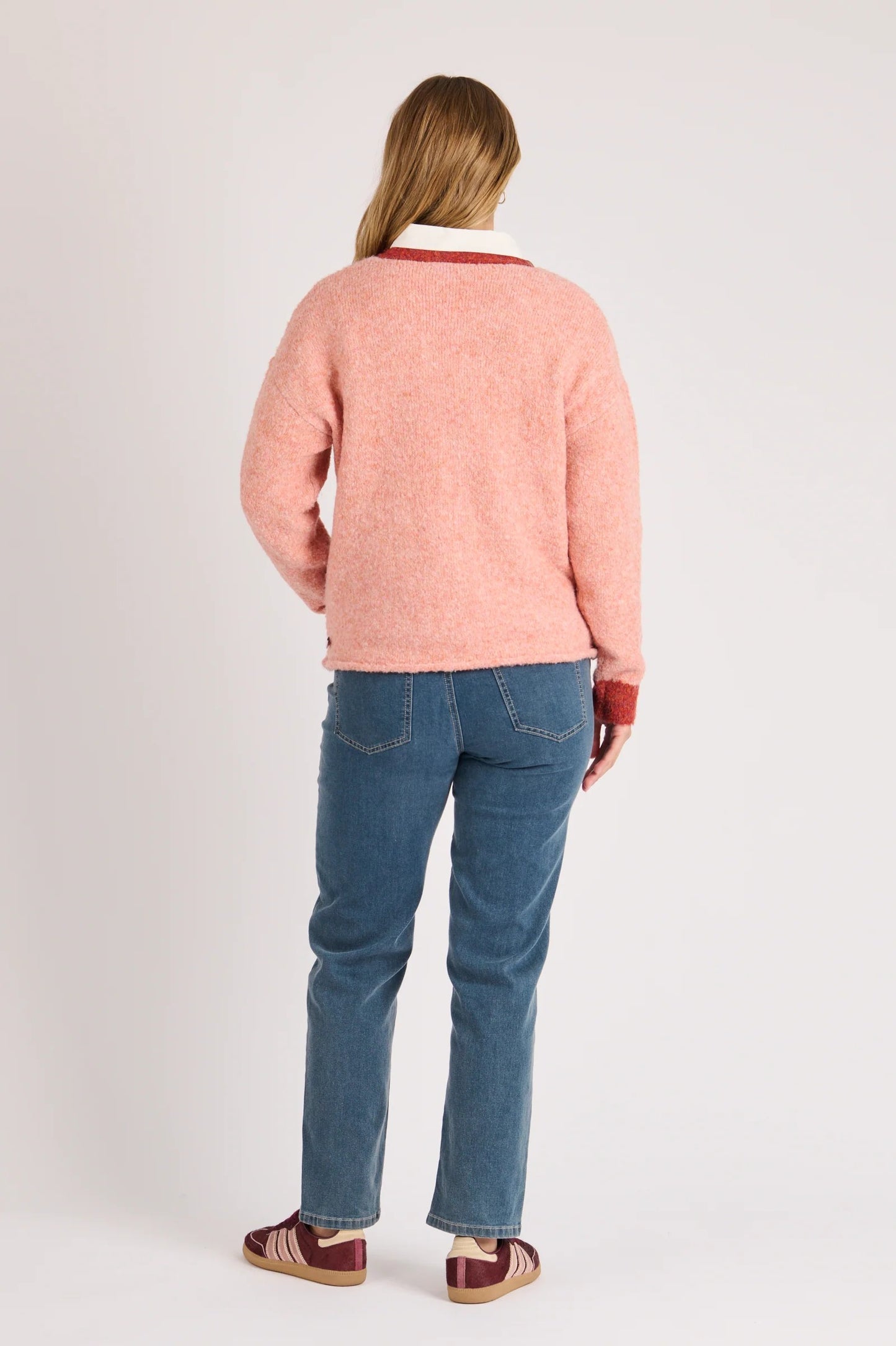V Neck Cardigan - Cherry