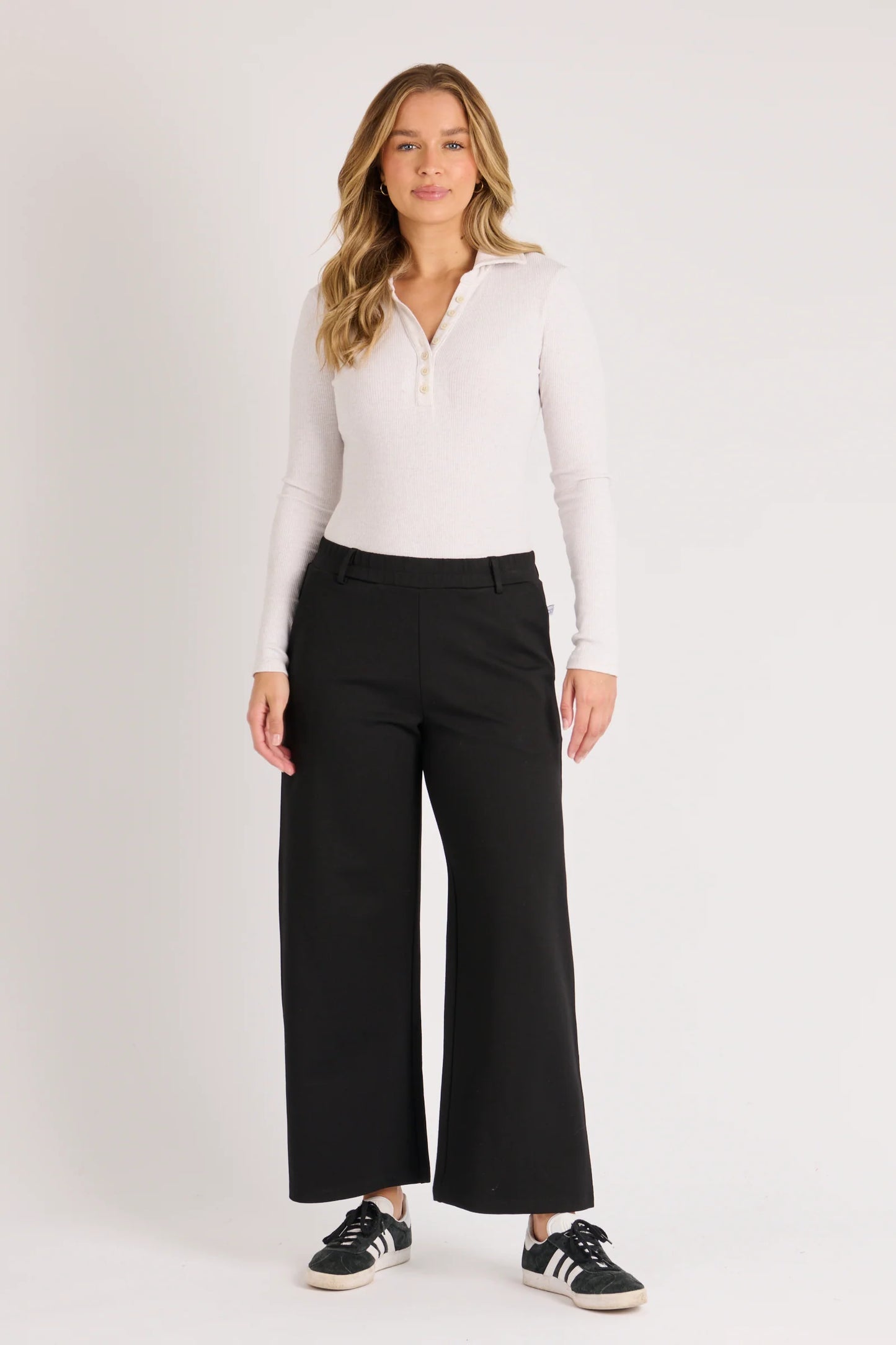 Wide Leg Ponte Pant - Black