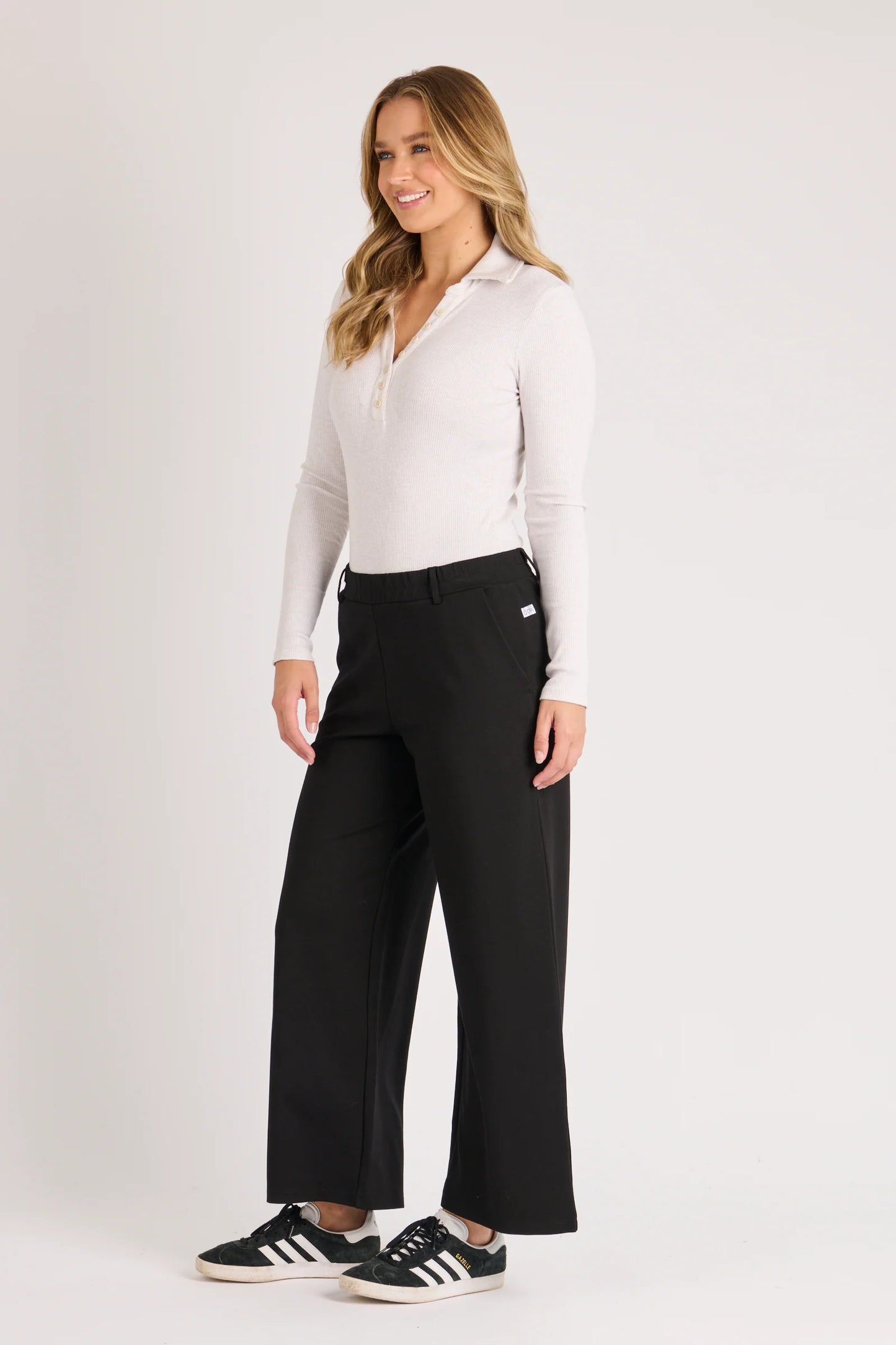 Wide Leg Ponte Pant - Black