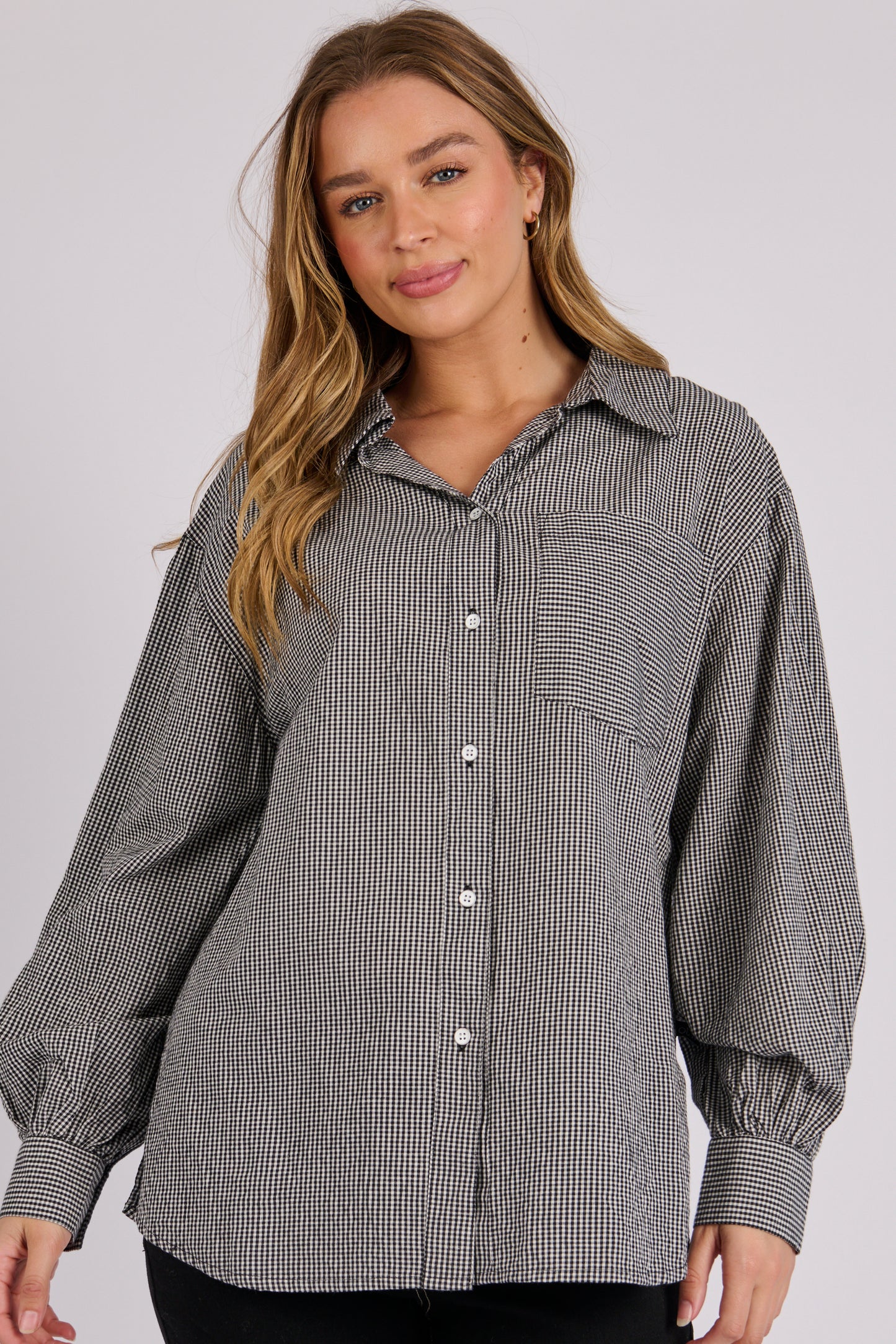 Gingham Shirt- Black/White
