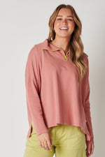 Half Zip Sweat - Dusty Pink