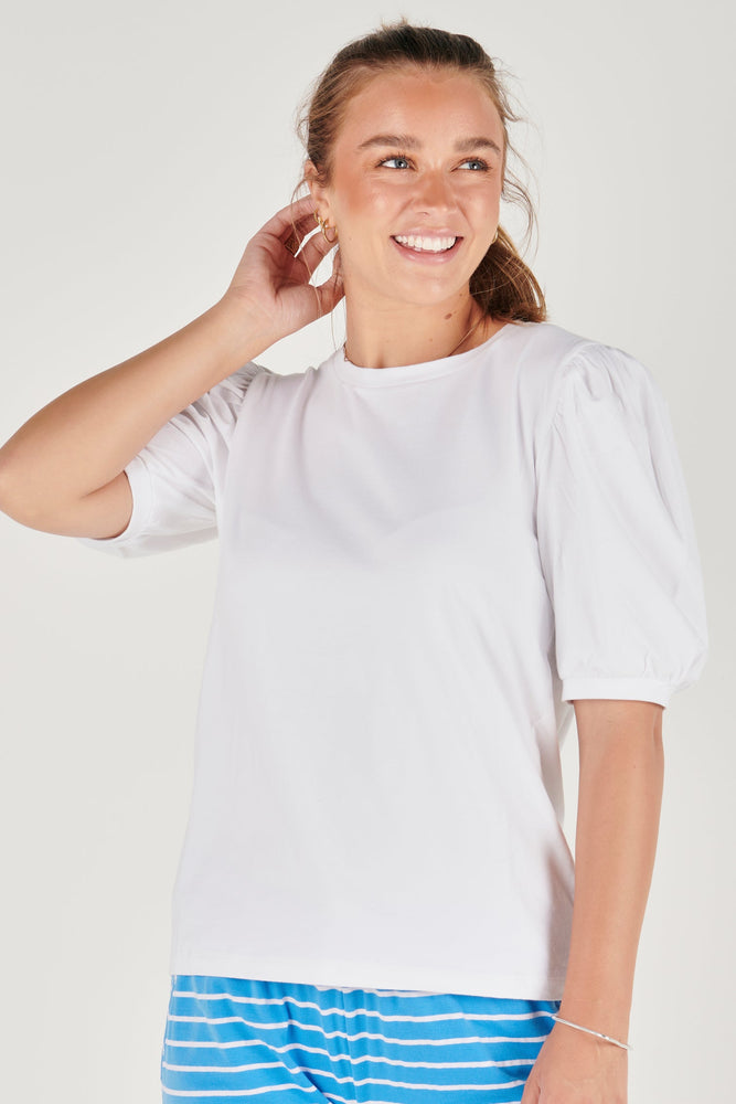 Puff Sleeve Tee - White