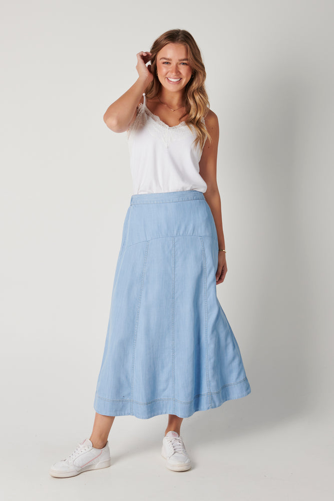 Maxi Skirt - Blue Chambray