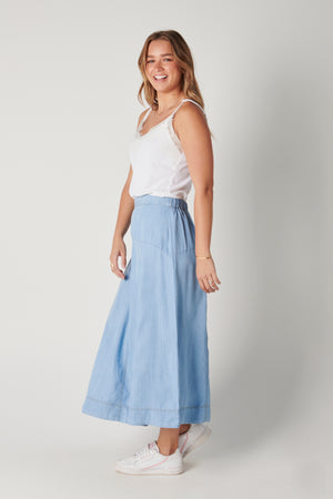 Maxi Skirt - Blue Chambray