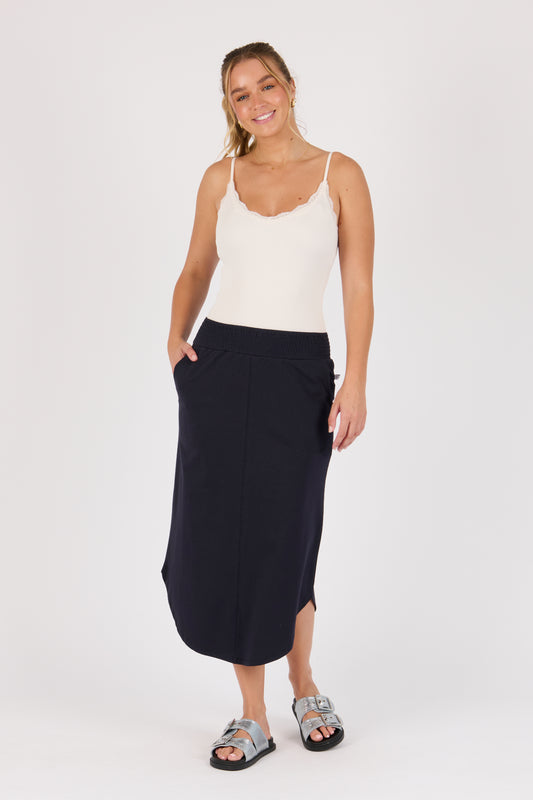 Scoop Hem Skirt- Blue Graphite