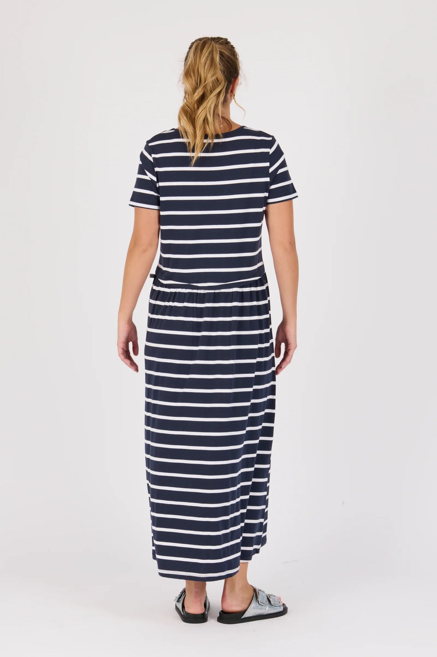 Drop Waist Dress- Navy Stripe