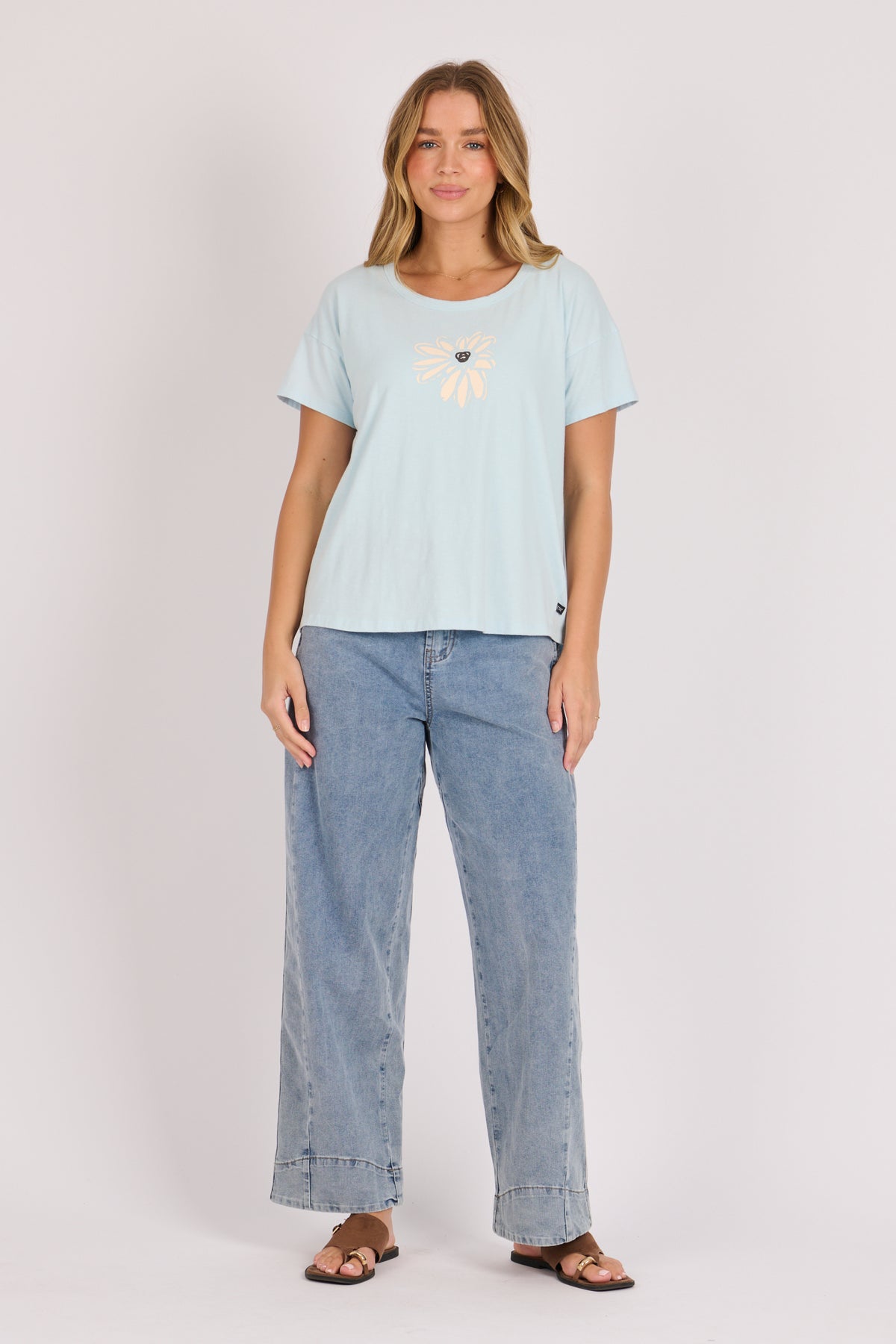 Pleat Back Tee - Sky Blue