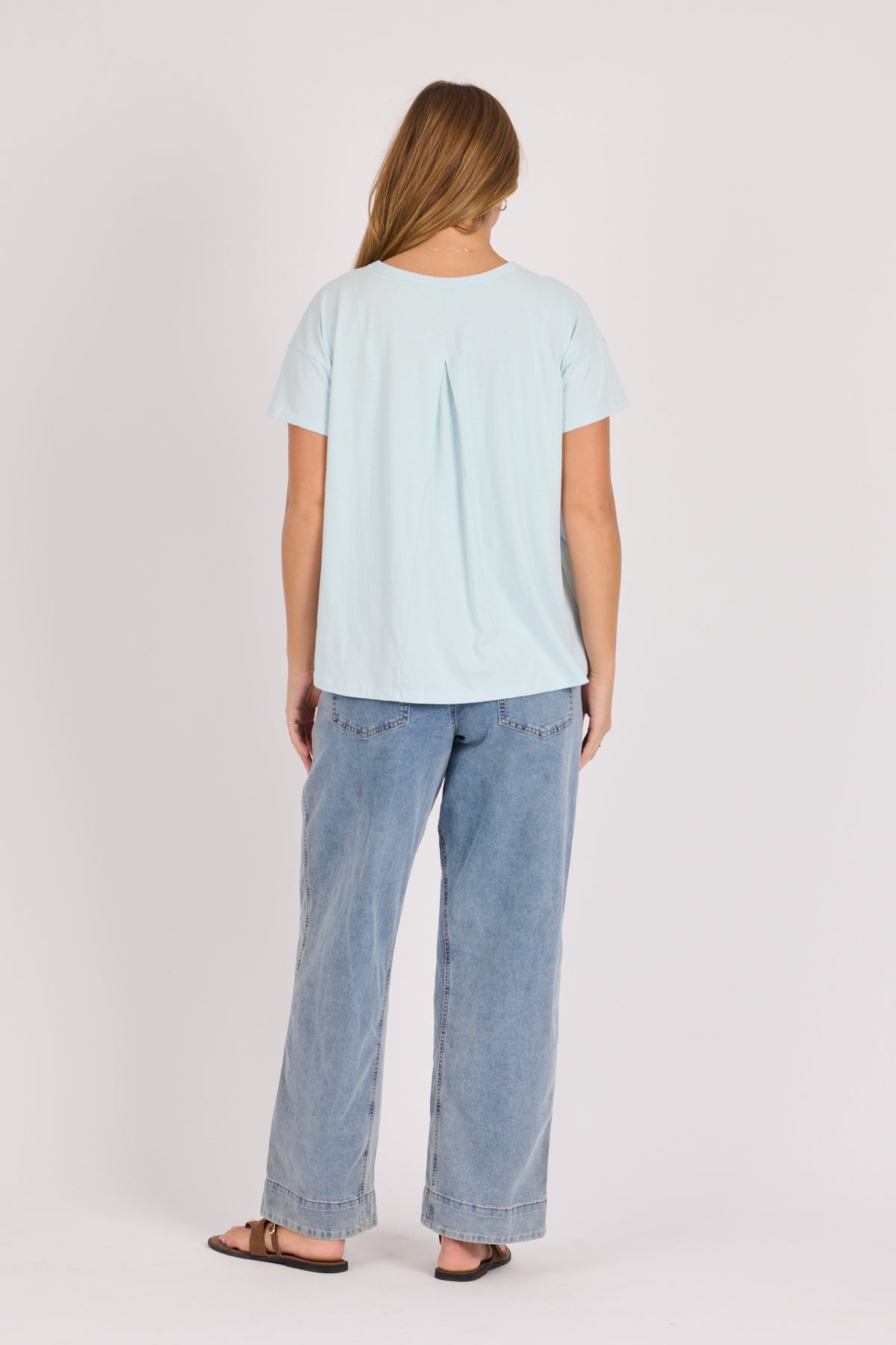Pleat Back Tee - Sky Blue
