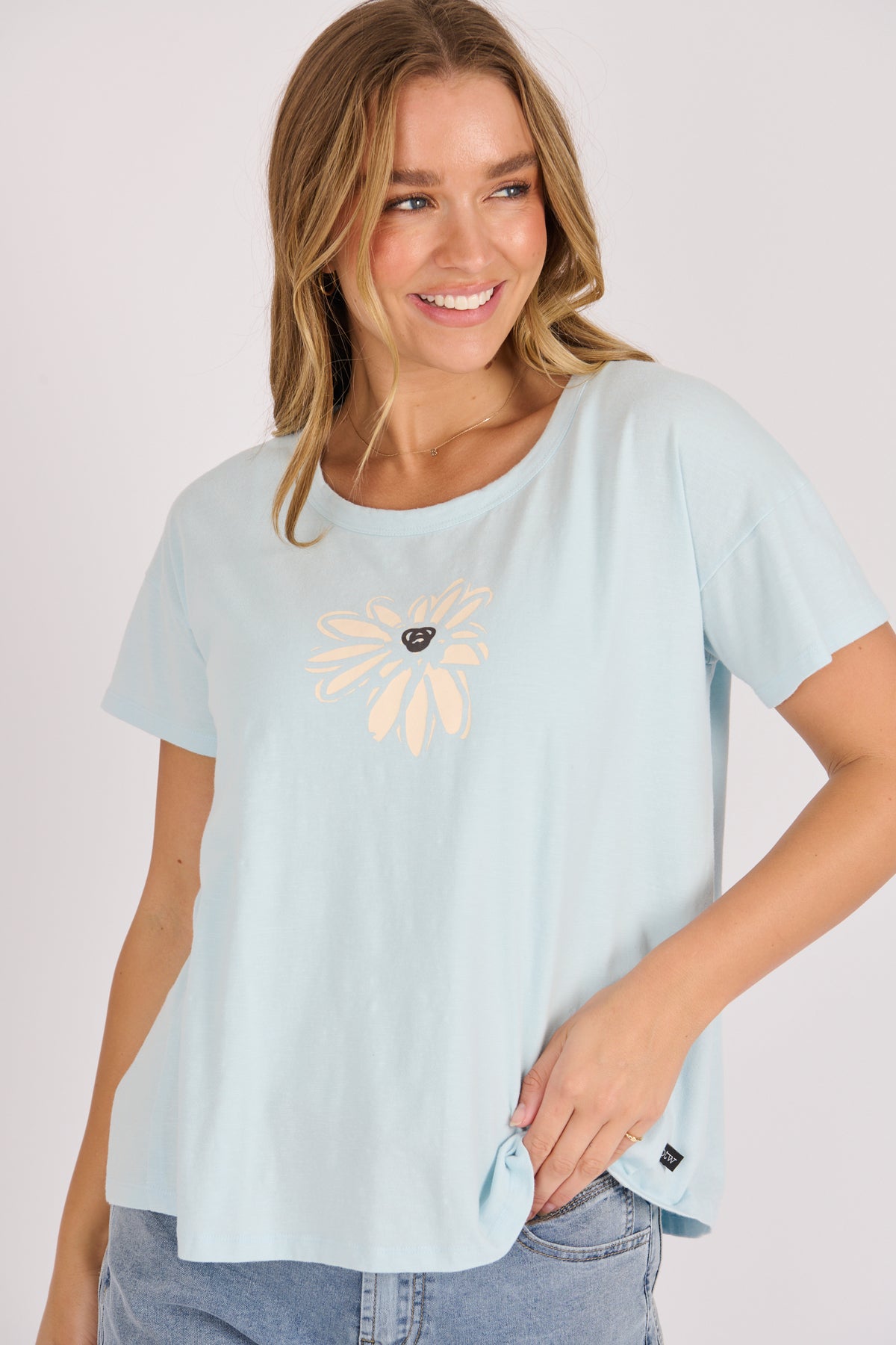 Pleat Back Tee - Sky Blue