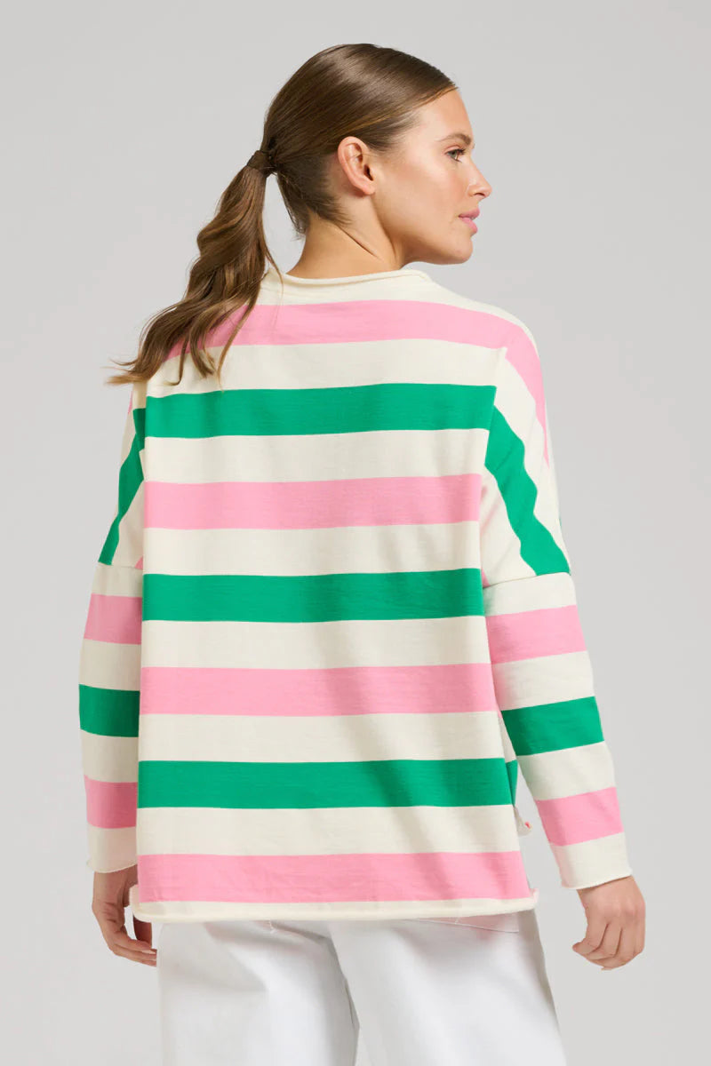 Raw Sweatshirt - Pink & Green