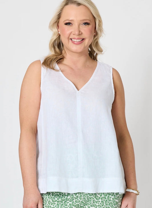 Tilly Linen Cami - White