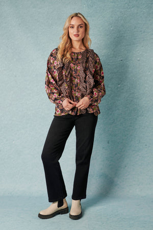 Frill Detail Blouse - Mixed Print