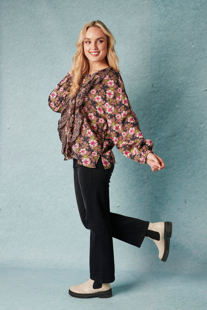 Frill Detail Blouse - Mixed Print
