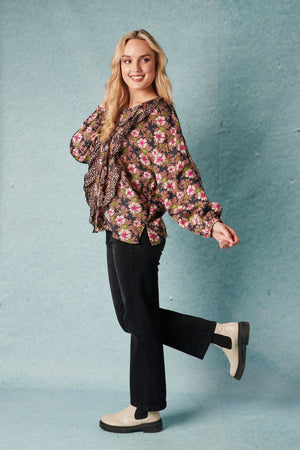 Frill Detail Blouse - Mixed Print