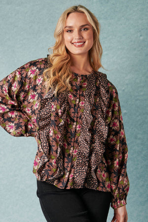Frill Detail Blouse - Mixed Print