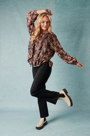 Frill Detail Blouse - Mixed Print