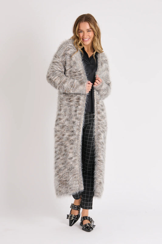 Longline Cardigan- Blue Fleck