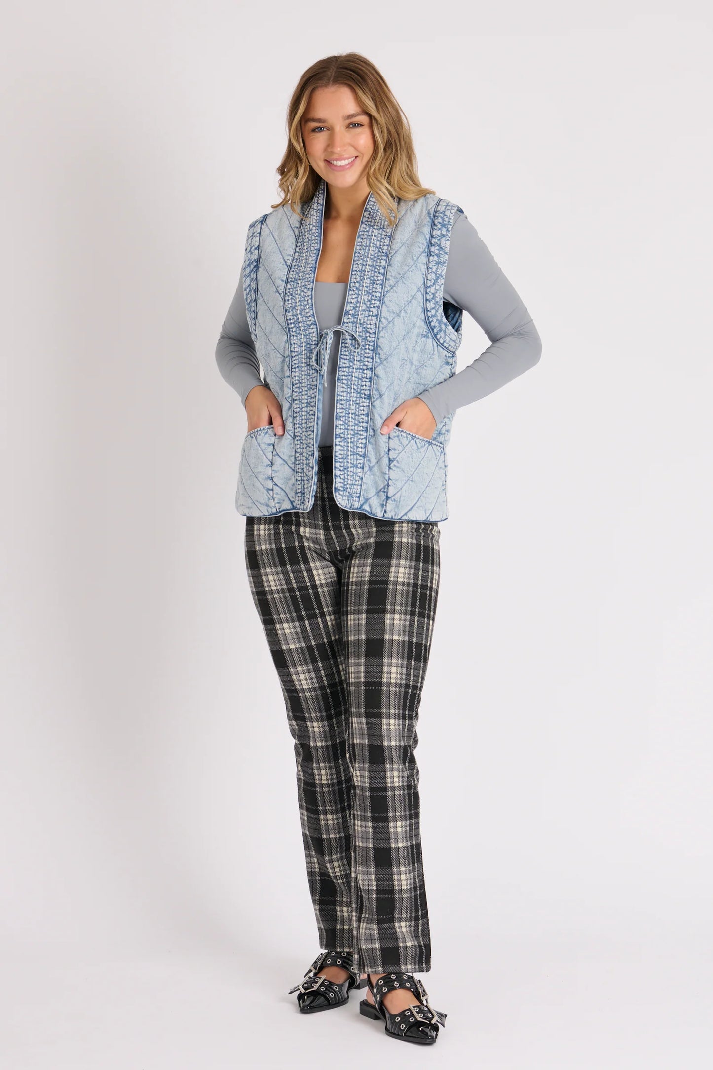 Quilted Denim Vest