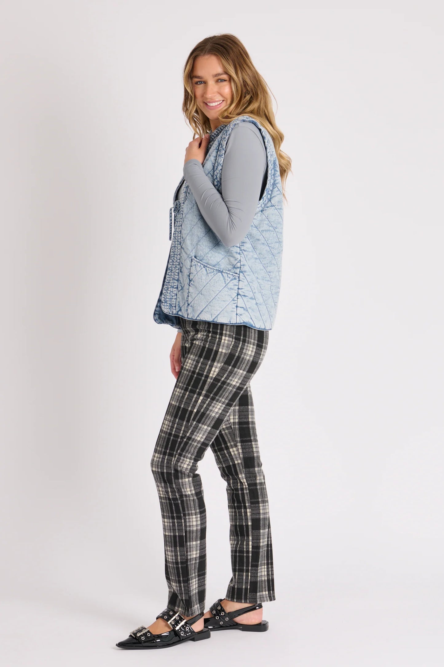 Quilted Denim Vest