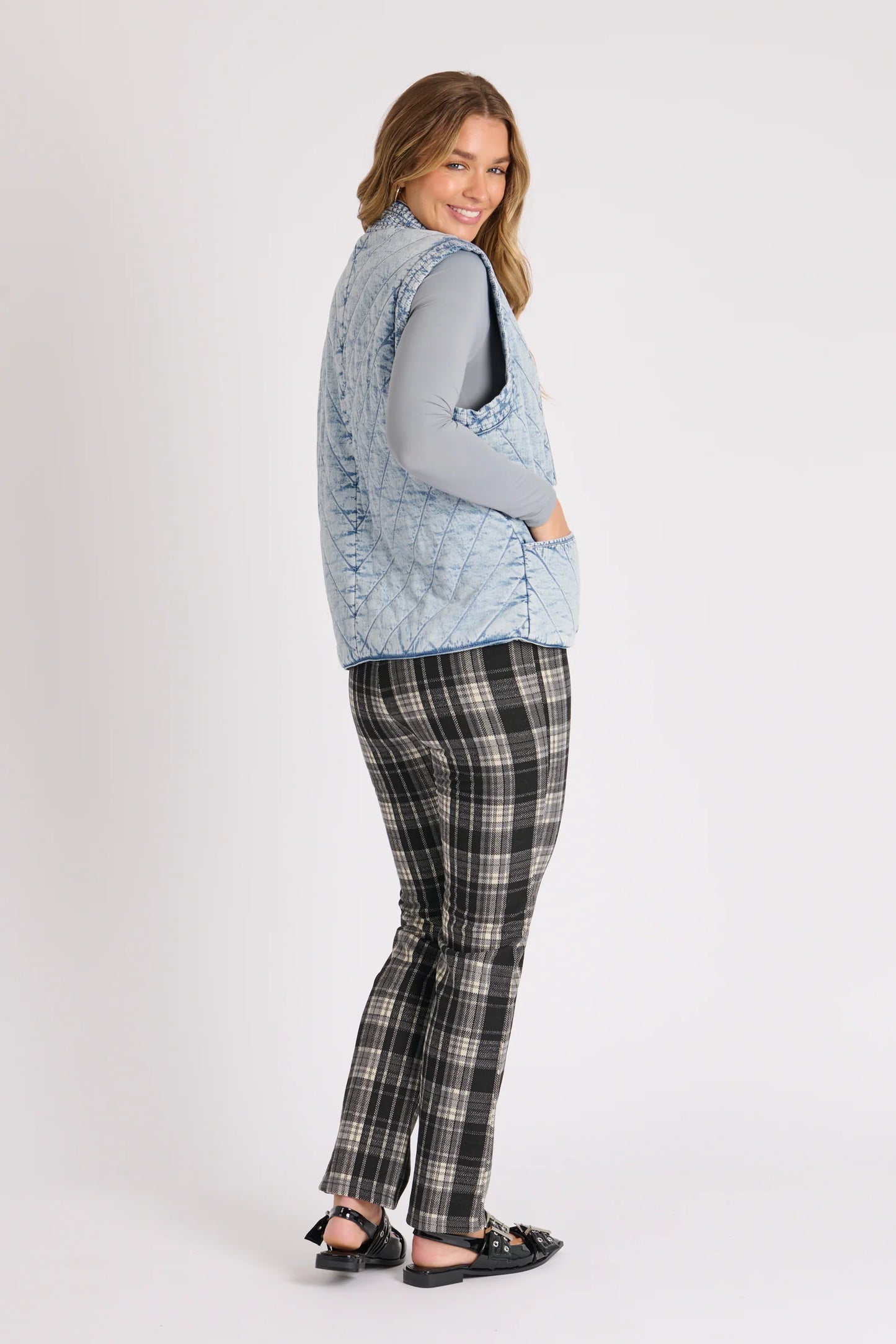 Quilted Denim Vest