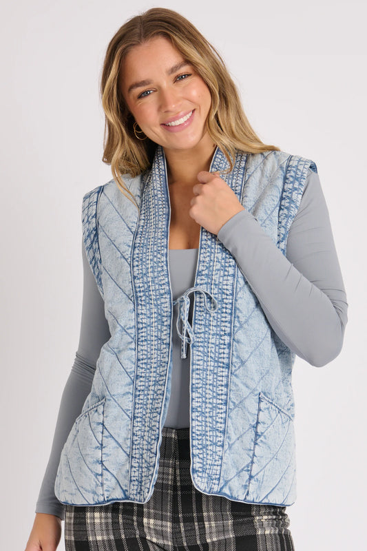Quilted Denim Vest