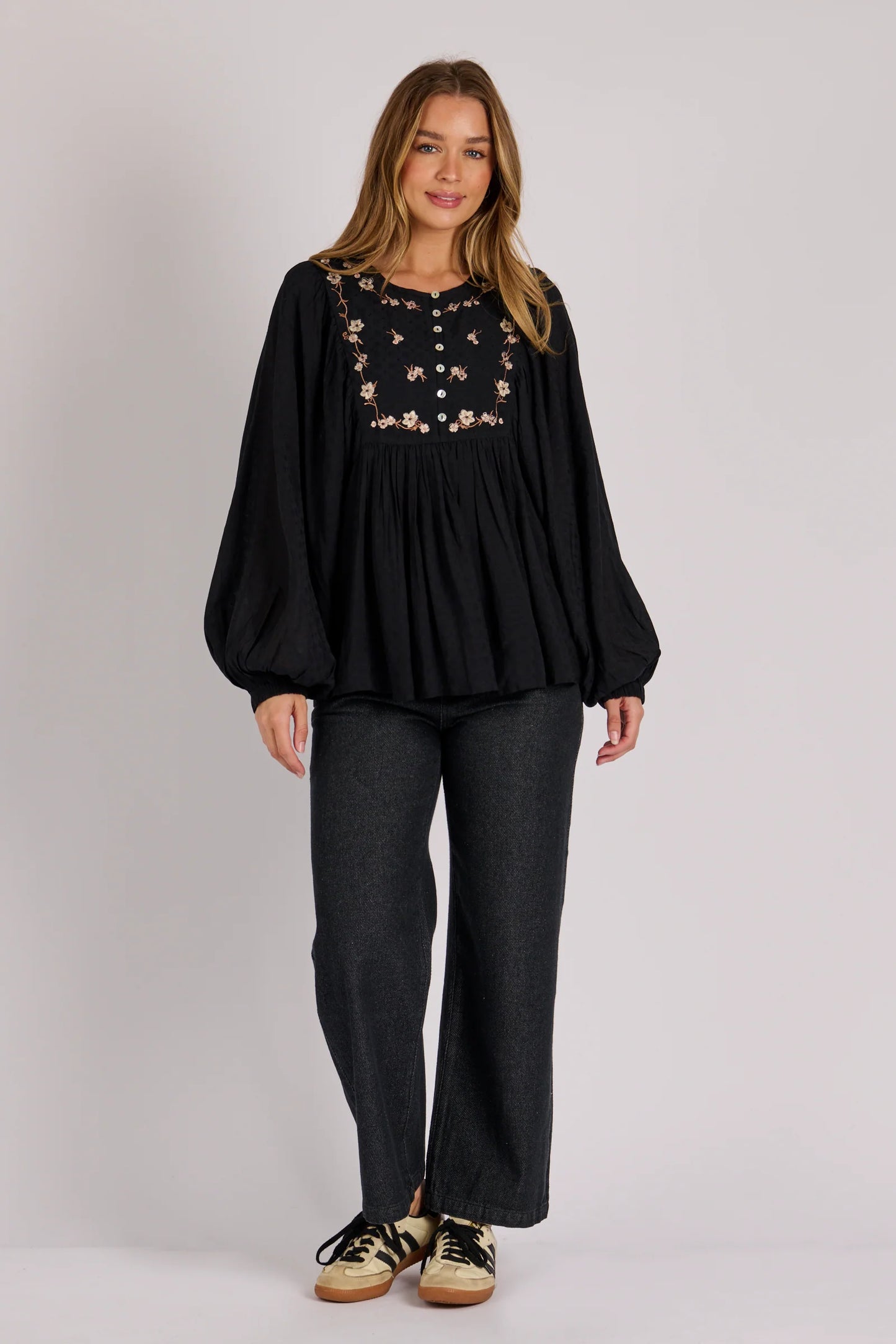 Yoke Detail Blouse- Black