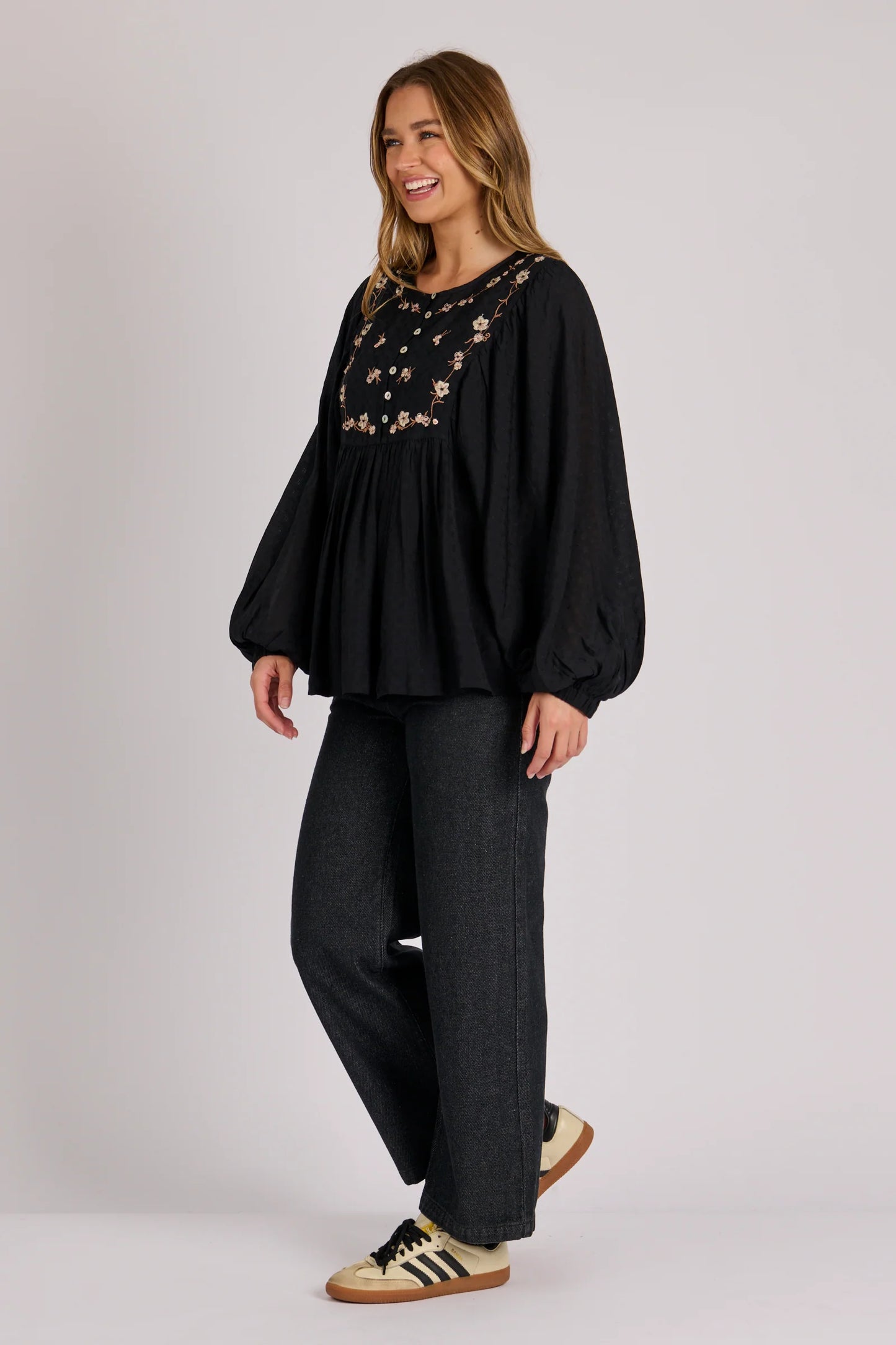 Yoke Detail Blouse- Black