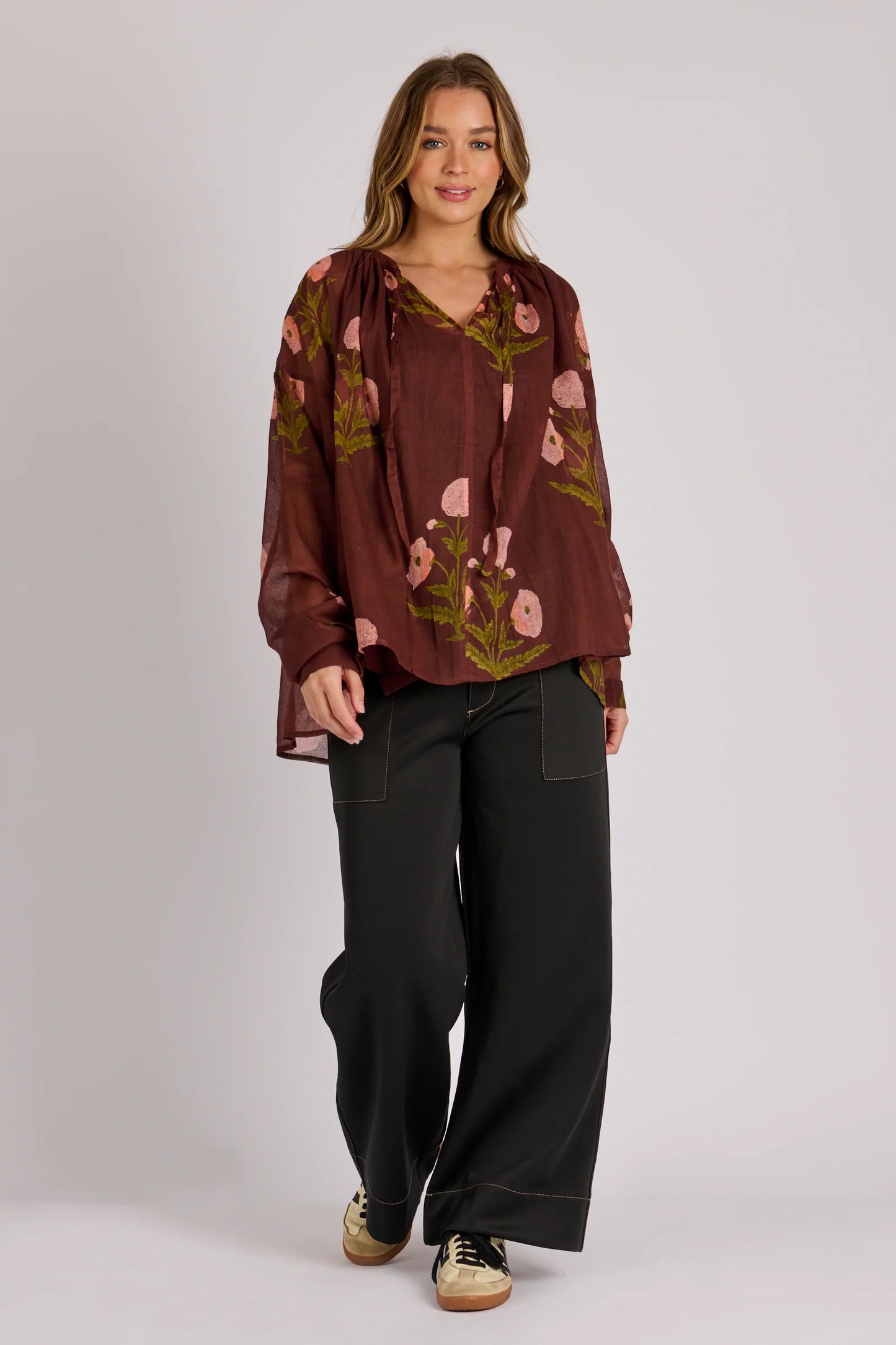 Floral Blouse- Chocolate