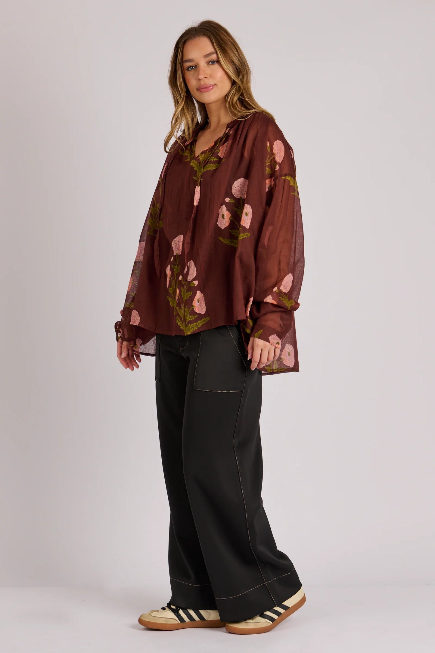 Floral Blouse- Chocolate