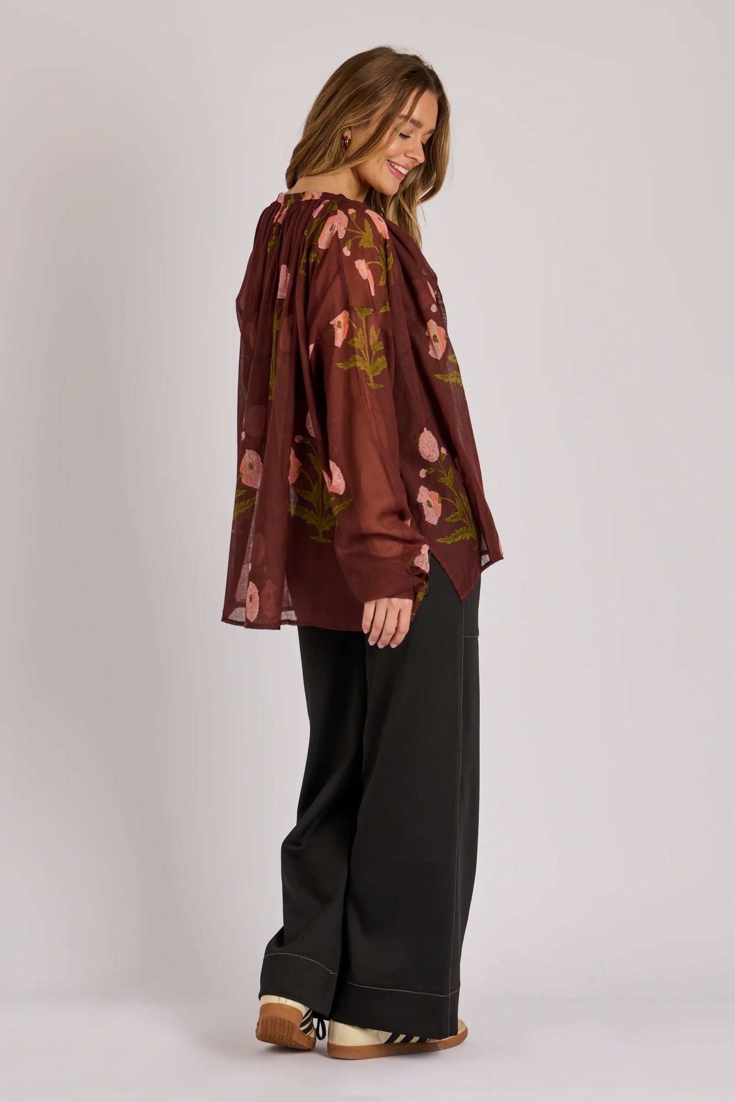 Floral Blouse- Chocolate