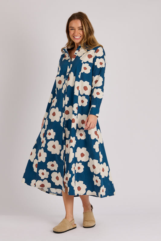 Shirt Dress- Blue Flowers