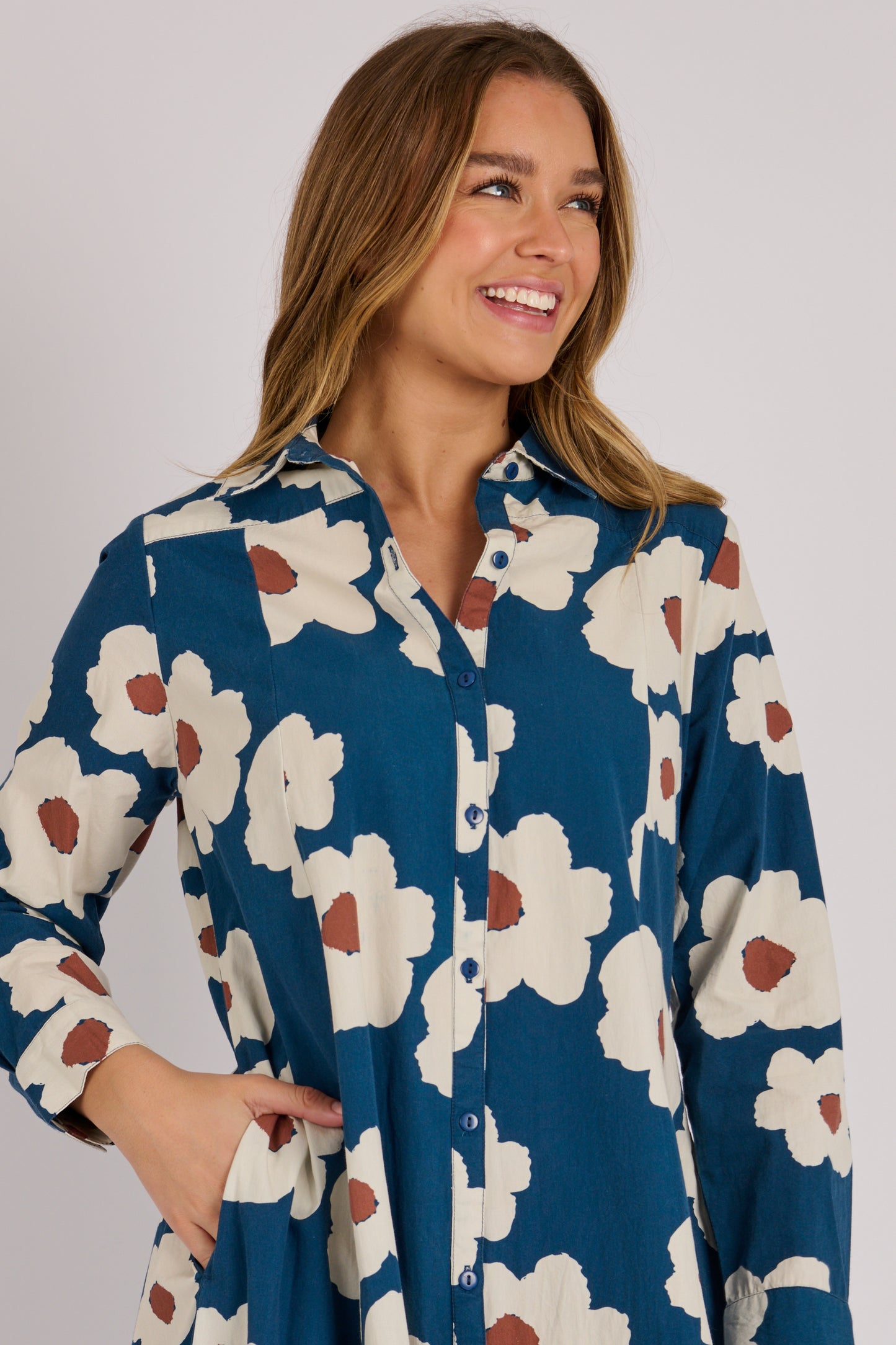 Shirt Dress- Blue Flowers