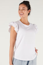 Ruffle Sleeve Tee - White