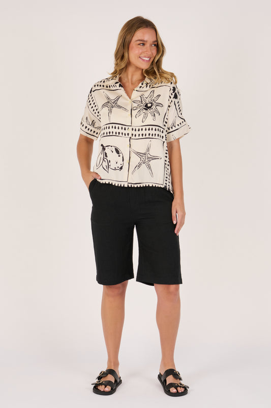 Boxy Shirt- Sand Shell