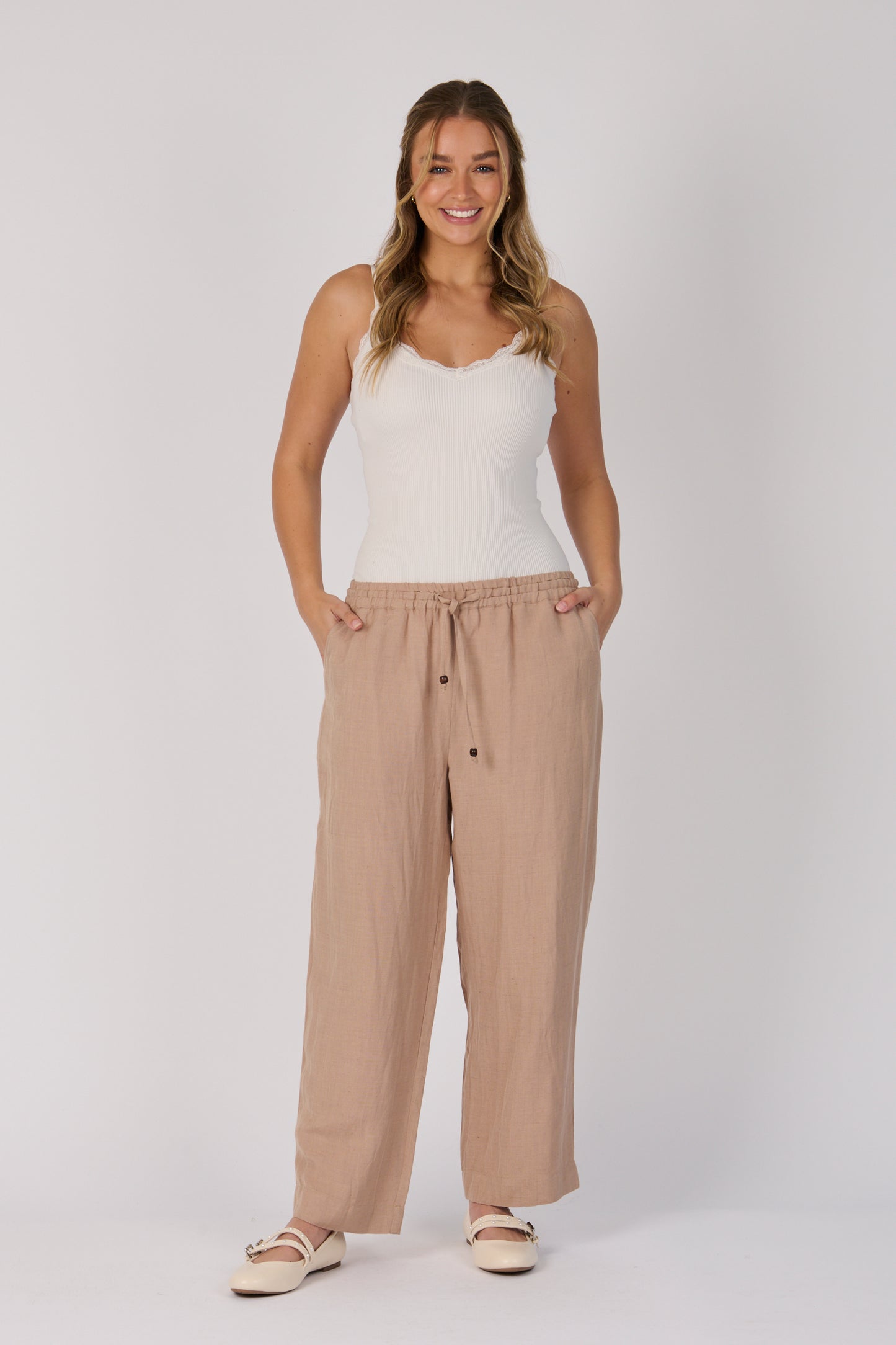 Relaxed Drawcord Pant- Taupe
