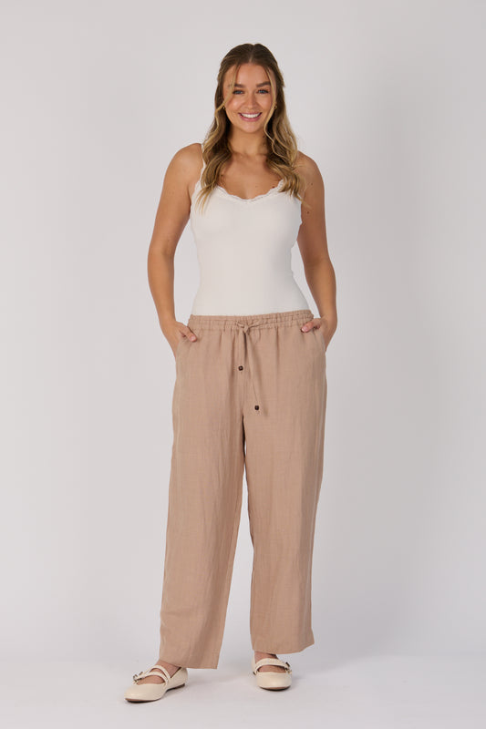 Relaxed Drawcord Pant- Taupe