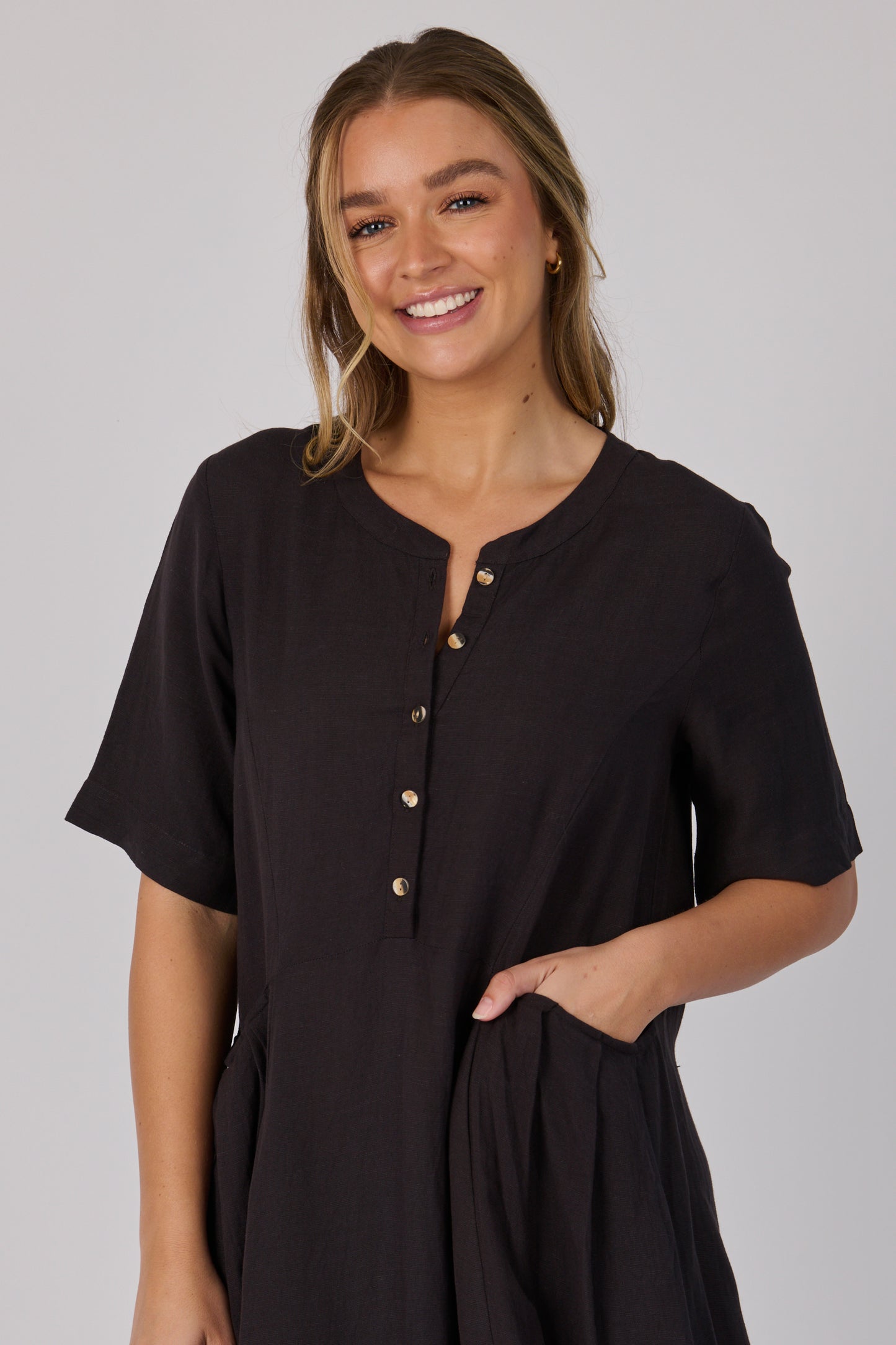 Pocket Detail Dress- Ink