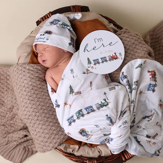 Snuggle Swaddle Set- Trains